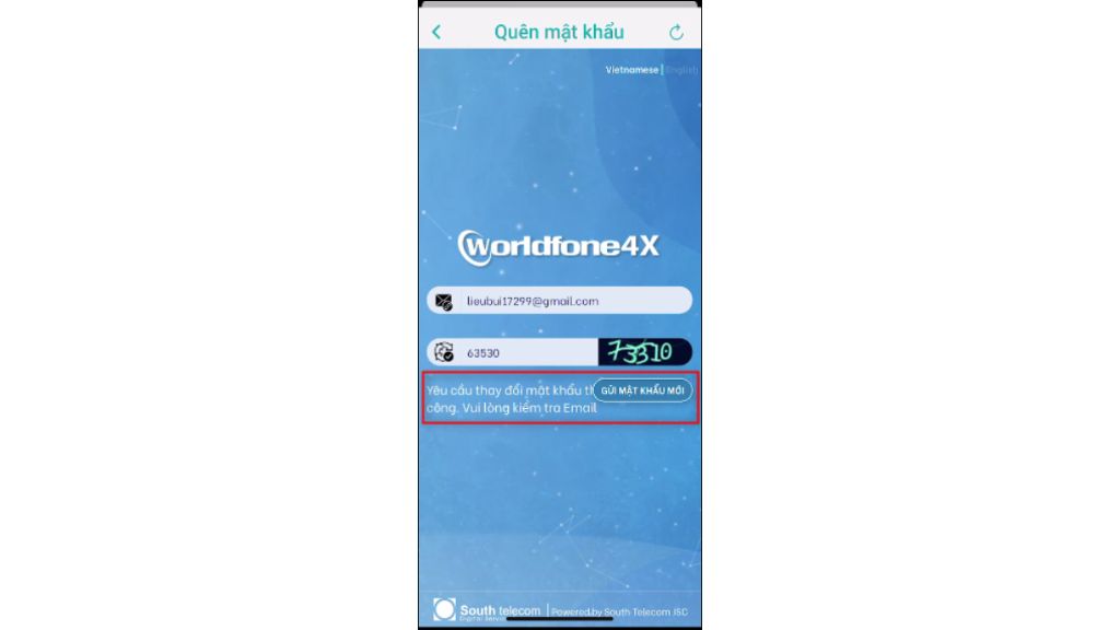 Đăng nhập ứng dụng OmniCXM quên mật khẩu bước 2